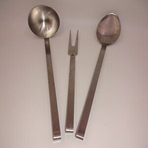 Vintage 3 Pc Set Metro Stainless Steel Cooking Utensils Ladle Fork Spoon Korea
